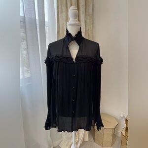 BNWOT Roberto Cavalli Black Silk Blouse, IT44